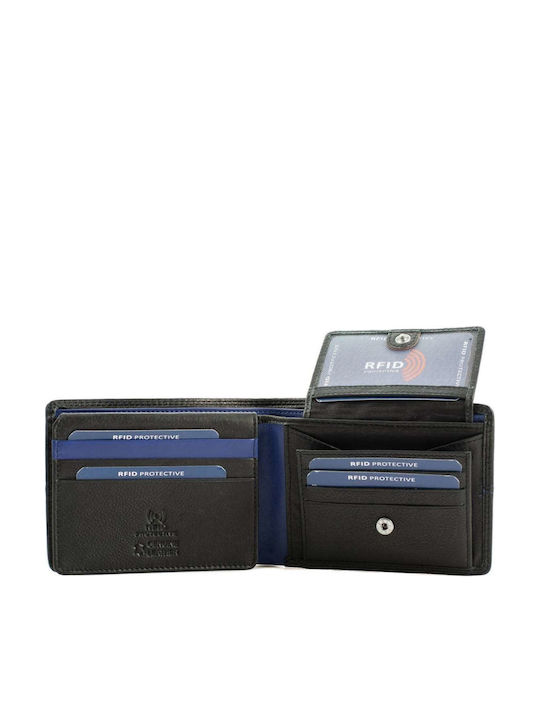 Men's Leather Wallet Kion Sr-215 Black-Blue