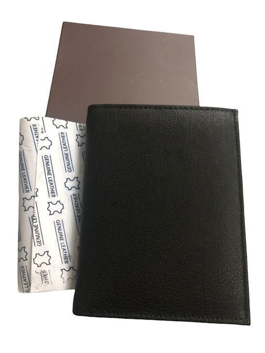 Men's Vertical Wallet 100% Real Leather Black Fits ID