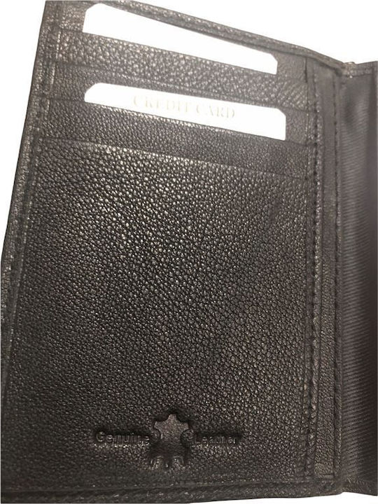 Men's Vertical Wallet 100% Real Leather Black Fits ID