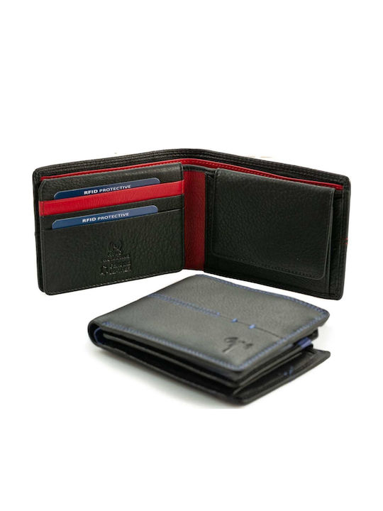 Men's Leather Wallet Kion Sr-215 Black-Blue