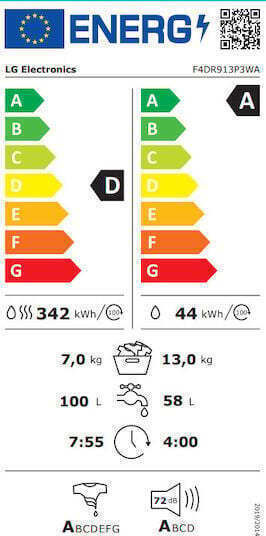 LG Waschtrockner 13kg/7kg Dampf 1400 Umdrehungen mit Wi-Fi