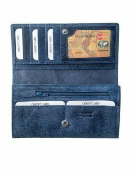 Kouros Leather Women's Wallet QC 1055 Blue