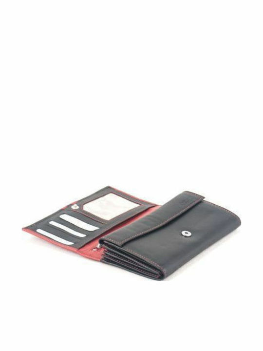 Kouros Leather Women's Wallet 4759 Black Red