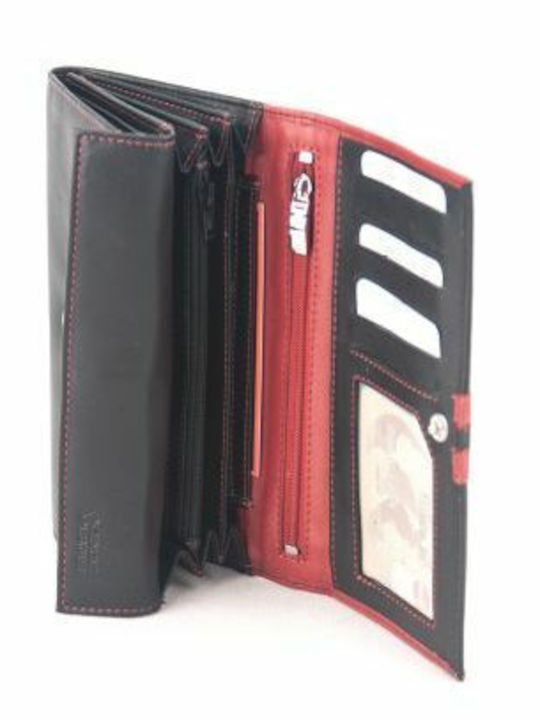 Kouros Leather Women's Wallet 4759 Black Red