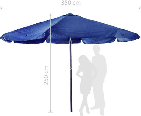 Runde Metall-Garten- und Terrassen-Sonnenschirm Blau Φ3,5m