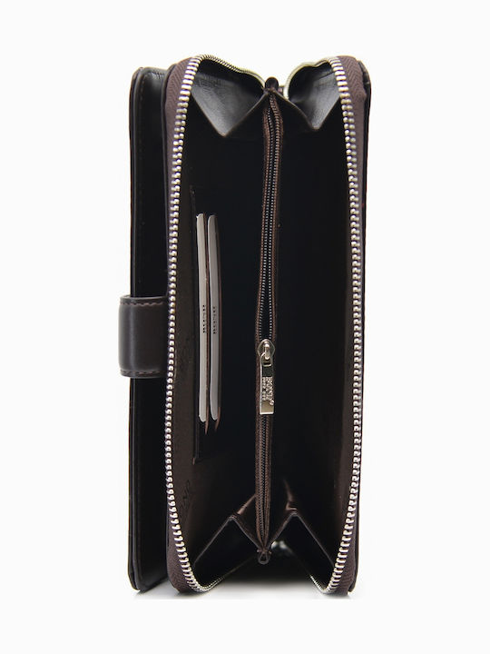 Leather 100 Δερματινο Τσαντακι-πορτοφολι Κωδικος 05-wallet-t-883-4 D.brown