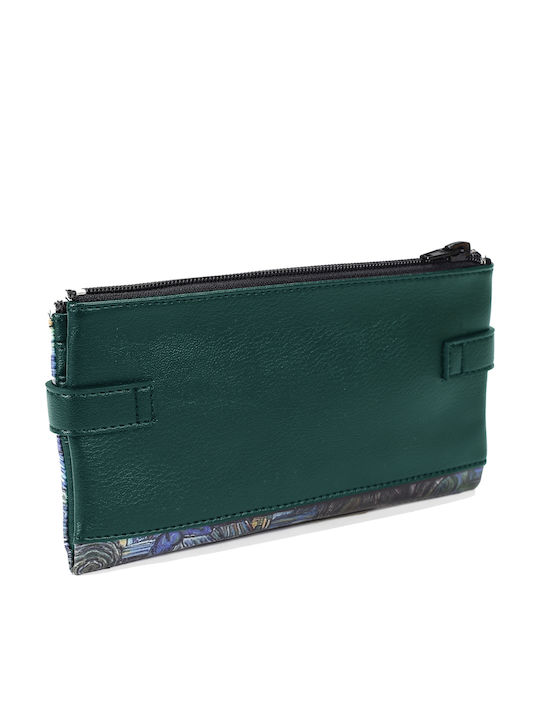 Portofel Mare Floral Piele Sintetica Mare Portofel Dama Pentru Carduri Pera Portofel Vegan Wallet S.wallet Flowers Verde