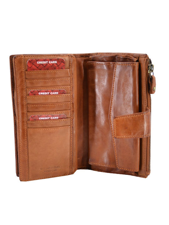 Leder 100 Damenbrieftasche Damen Portemonnaie Code 33-wallet-1456 Tabac Braun