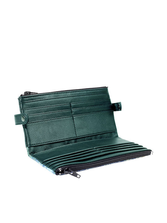 Large Wallet With Integrated Smartphone Pocket With Peace Design Green S.wallet Peace