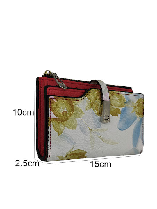 Women's Wallet Flowers Medium Closes Magnet Red