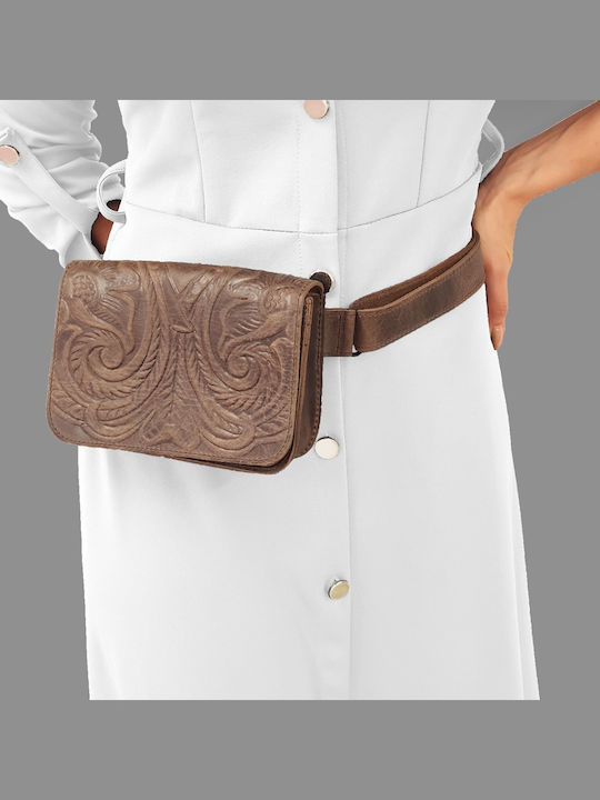 Leder Gürteltasche Κούρος 313ζ Patati Feuergravur Blume