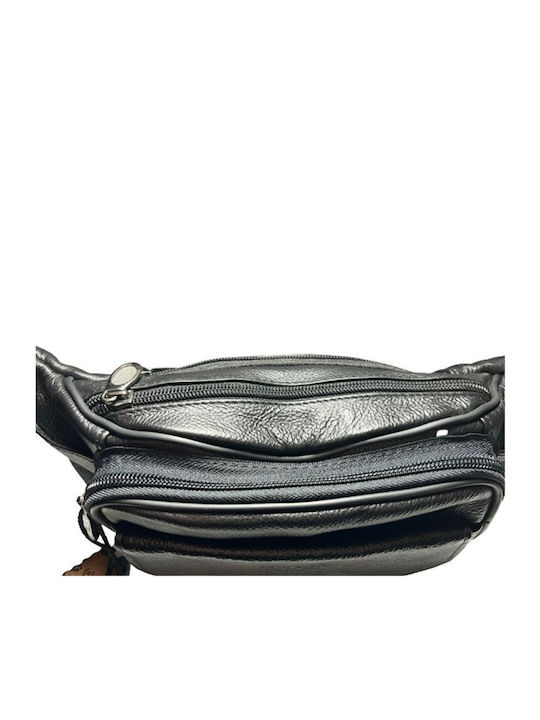 Genți De Talie Din Piele Pentru Bărbați Annie Leather Negru Cu 6 Compartimente