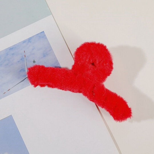 Eco-Friendly Fluffy Hair Claw Red