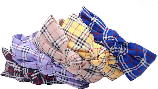 Turban Bandă Pentru Păr Cu Carouri Fundă Lila
