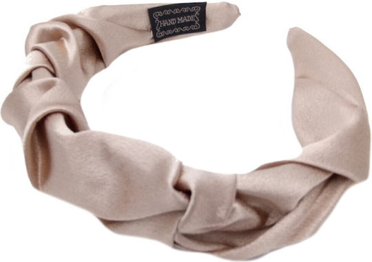 Satin Beige Pleated Headband