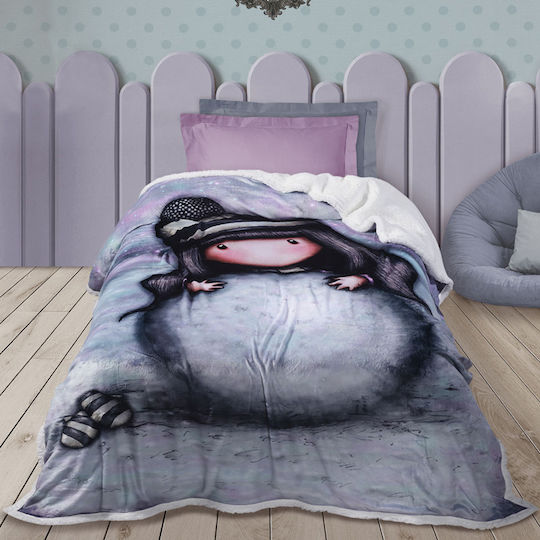 Das Home Κουβέρτα Fleece The Snow Girl Γκρι 160x220εκ.