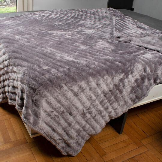 Dimcol Κουβέρτα Fleece Grey 160x220εκ.