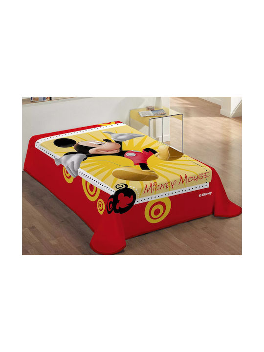 Dimcol Pătură Catifea Disney Happy Mickey Roșie 160x220cm