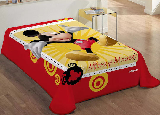 Dimcol Velvet Blanket Disney Happy Mickey Red 160x220cm