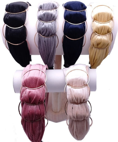 Velvet Headband Gold Circles Black