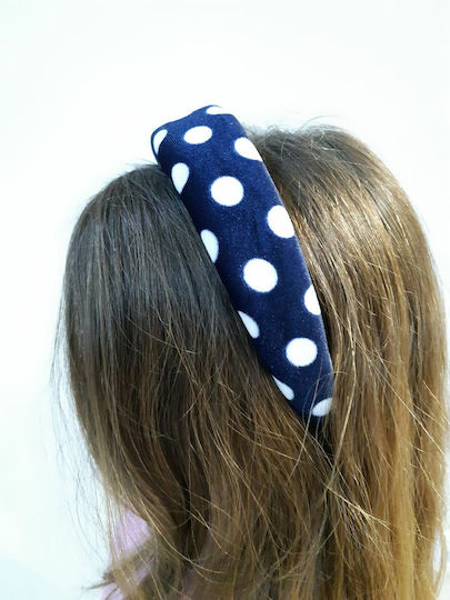 Hair Headband St112 Handmade Blue and White Polka Dot Velvet