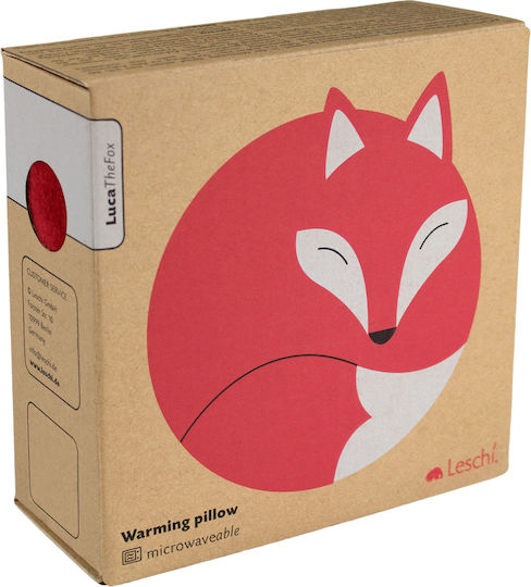 Leschi Heating Pillow for Waist & Stomach Organic Wheat Seeds "Luca the Fox" 25x25x4cm Sand