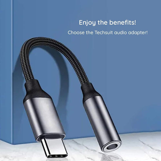 Techsuit Ac8 Converter USB-C male to 3.5mm female Gray 1pcs