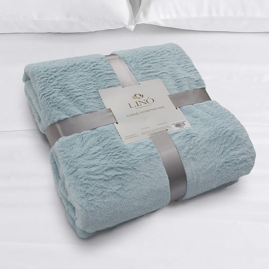 Lino Home Κουβέρτα Βελουτέ Petrol 150x200εκ.