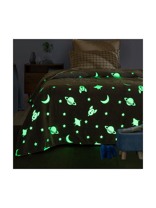 Sunshine Κουβέρτα Fleece Space Φωσφορίζουσα Γαλάζια 160x220εκ.