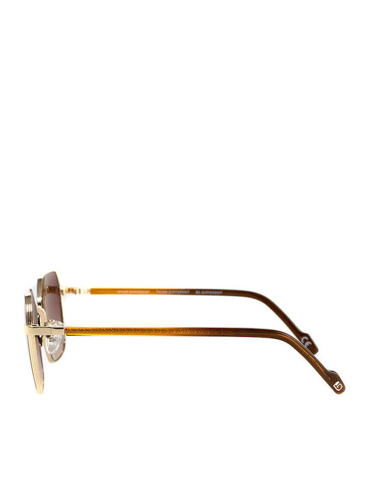 Tipi Diversi Damen Sonnenbrille mit Goldenem Metallrahmen und Goldenem Glas TD4058/S0352