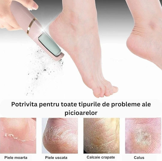 Pilă Electrică Pentru Călcâie Cu Perie De Curățare Reîncărcabilă Usb 2 Viteze De Operare Lumină Led Alb Roz