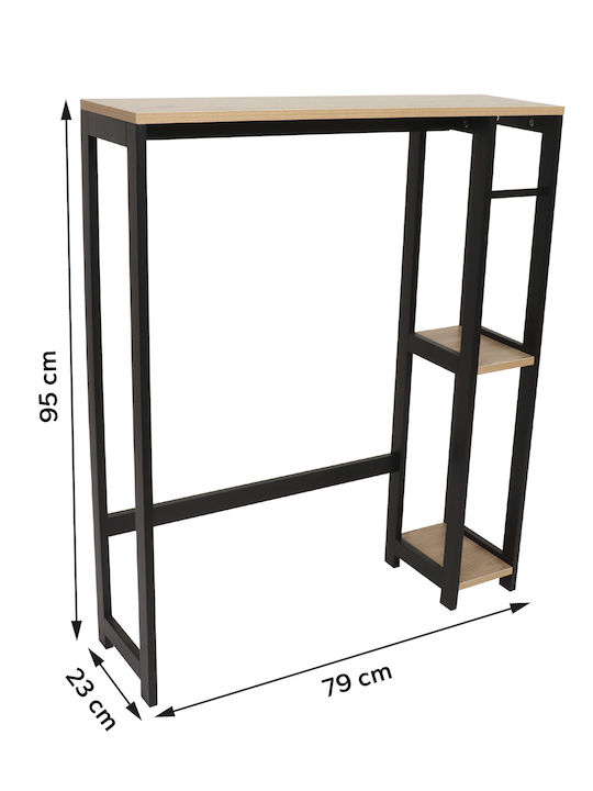 Floor Bathroom Shelf Wooden with 3 Shelves 79x23x95cm Black