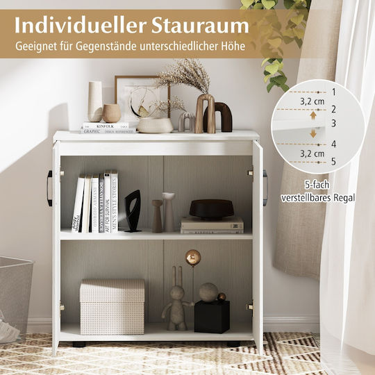Costway Cabinet de baie L80xA31.5xÎ82cm Alb