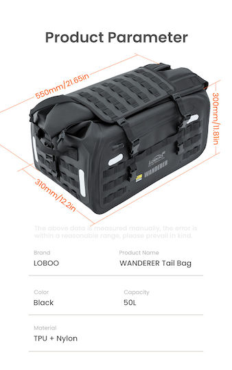 Loboo Waterproof Motorcycle Tail Bag 50lt