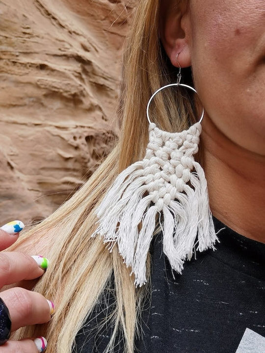 Cercei Macrame Ananna Boho Cercel Alb