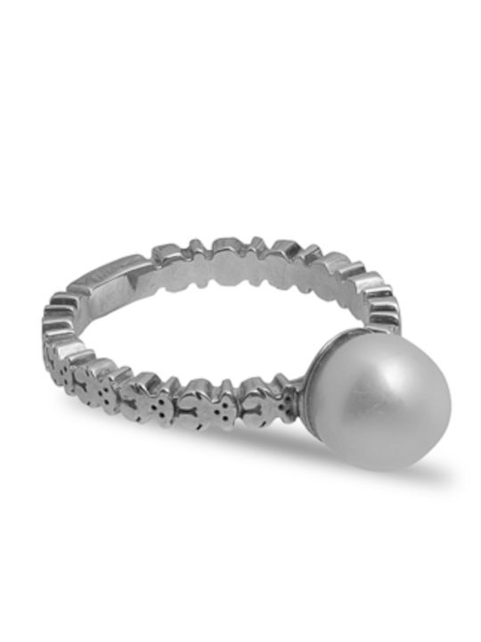 Tous Women's Silver Solitaire Pearl Ring 51-272-553-0