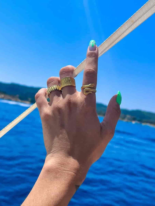 Ατσάλινο Χρυσό Δαχτυλίδι Cuoro Golden Snake