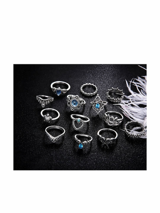 Set Retro Punk Boho Inele Argint 76