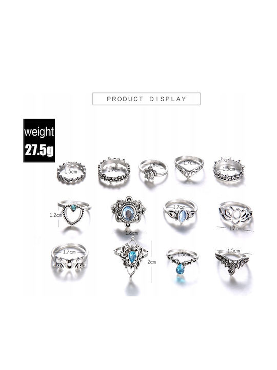 Set Retro Punk Boho Inele Argint 76