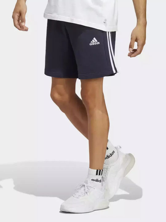 Essentials French Terry 3-stripes Αθλητική Ανδρική Βερμούδα Navy Μπλε