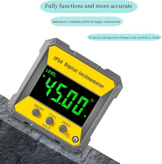 Nivelă Digitală Magnetică 4 X 90° ±0,2° Eroare Ecran LCD Ip54 Rezistentă la Apă Dispozitiv de Măsurare a Unghiului 360° Inclinometru Digital Portabil pentru Prelucrarea Lemnului Prelucrarea Metalelor Construcții Automotive
