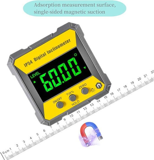 Nivelă Digitală Magnetică 4 X 90° ±0,2° Eroare Ecran LCD Ip54 Rezistentă la Apă Dispozitiv de Măsurare a Unghiului 360° Inclinometru Digital Portabil pentru Prelucrarea Lemnului Prelucrarea Metalelor Construcții Automotive