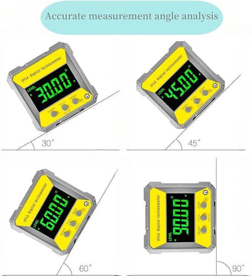 Nivelă Digitală Magnetică 4 X 90° ±0,2° Eroare Ecran LCD Ip54 Rezistentă la Apă Dispozitiv de Măsurare a Unghiului 360° Inclinometru Digital Portabil pentru Prelucrarea Lemnului Prelucrarea Metalelor Construcții Automotive