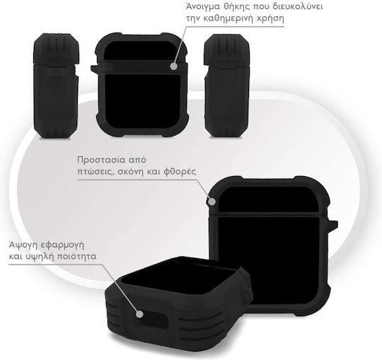 Θήκη Σιλικόνης Sonique Colorbloc Series Airpods 1/2 Μαύρο
