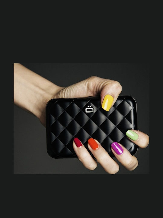 Portofel Suport Carduri Ogon Card Case Quilted Button Negru
