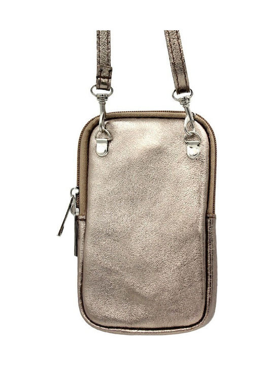 Rl-005 Vera Pelle Leather Clutch-Wallet Gold Strap Italian