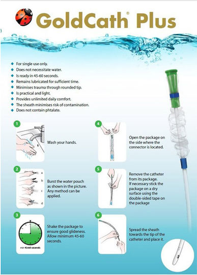 Goldcath Hydrophiler Katheter Urethra Männer Beutel Wasser Gc-male Ch10 Schwarzes 1 Stück