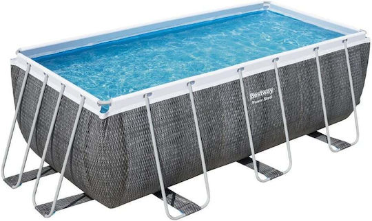 Bestway Schwimmbecken 8.124lt mit Metallic-Rahmen 412x201x122cm Grau