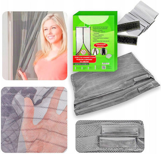 Insect Screen Magnetic Closure Width 80-100cm Height 210-220cm Gray