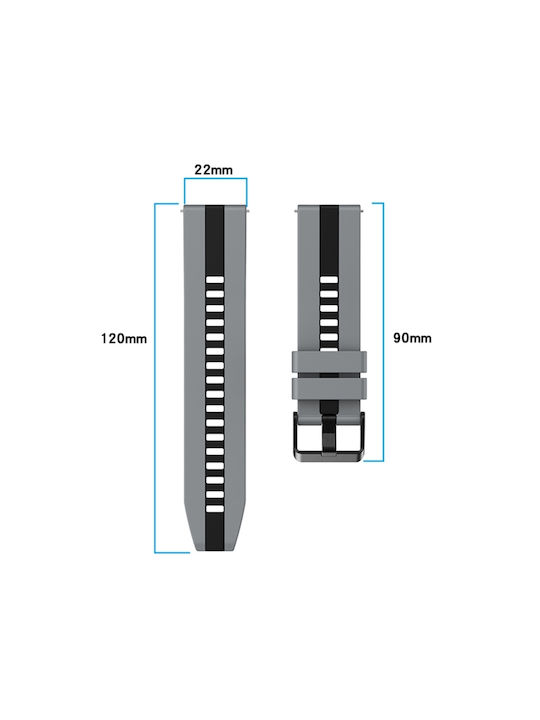 Amazfit GTR 3 22mm Two-Tone Sports Silicone Watch Strap Black+Gray